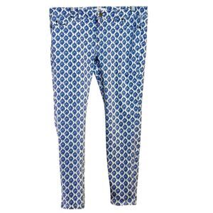 Vineyard Vines Blue White Gustavia Skinny Ankle Jeans Women 8 W34 L26.5 Mid Rise